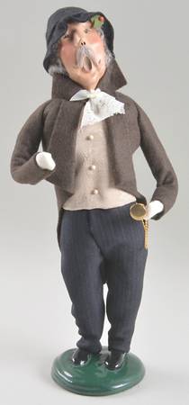 Victorian Assorted Carolers Grandfather With Pocket Watch-Brown Coat - No Box