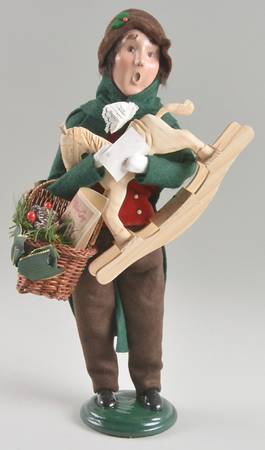 Victorian Assorted Carolers Shopper Man With Rocking Horse-Basket  - No Box