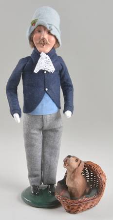 Victorian Assorted Carolers Man With Dog In Basket - No Box