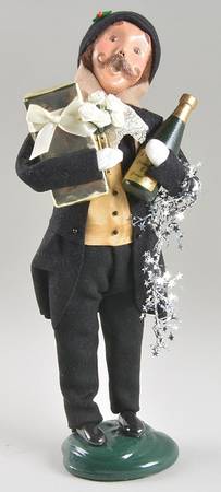 Victorian Assorted Carolers Shopper Man With Wine Bottle-Gifts - No Box