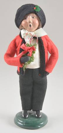 Victorian Assorted Carolers Boy With Candy Canes In Holly-Red Coat - No Box