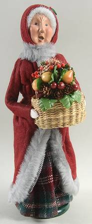 Victorian Assorted Carolers Grandmother With Fruit Basket-Burgundy - No Box