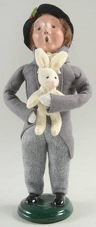 Victorian Assorted Carolers Boy With Cloth Bunny - No Box