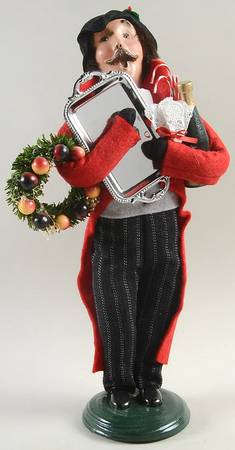 Victorian Assorted Carolers Shopper Man With Wine Bottle And Wreath - No Box
