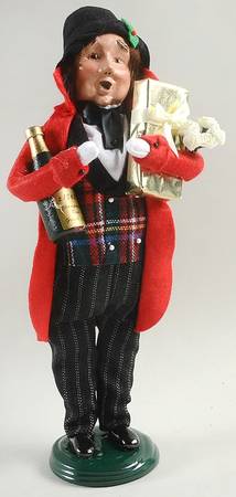 Victorian Assorted Carolers Shopper Man With Wine Bottle-Gifts - No Box