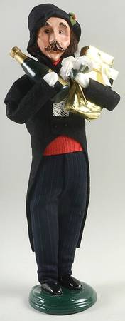 Victorian Assorted Carolers Shopper Man With Wine Bottle-Gifts - No Box