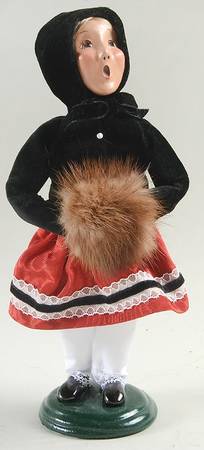 Victorian Assorted Carolers Girl With Muff-Black Hood - No Box
