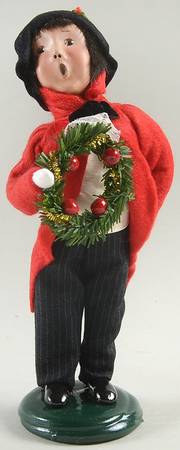 Victorian Assorted Carolers Boy With Wreath-Red Coat - No Box