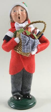 Victorian Assorted Carolers Boy With Basket-Red - No Box
