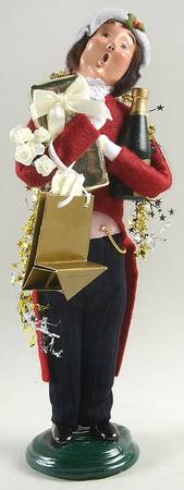 Victorian Assorted Carolers Shopper Man-Red - No Box