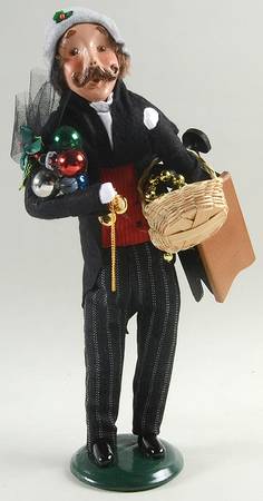 Victorian Assorted Carolers Mustache Shopper Man-Black - No Box