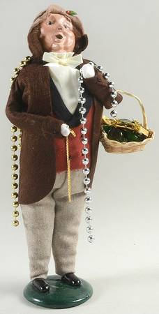 Victorian Assorted Carolers Jolly Man With Basket-Brown - No Box