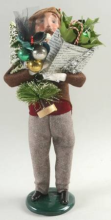 Victorian Assorted Carolers Mustache Shopper Man-Brown - No Box
