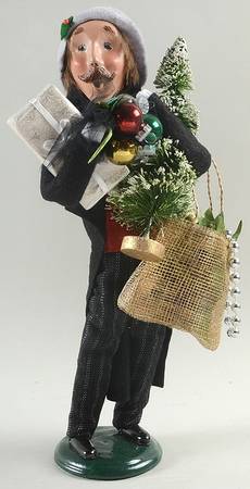 Victorian Assorted Carolers Mustache Shopper Man-Black - No Box