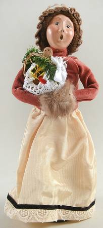 Victorian Assorted Carolers Woman With Basket - Brown - No Box