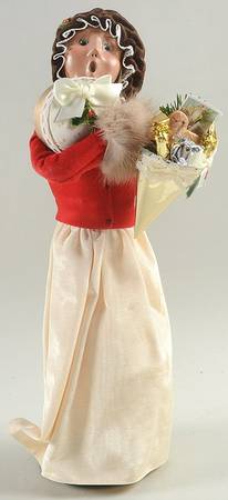 Victorian Assorted Carolers Shopper Woman-Red - No Box