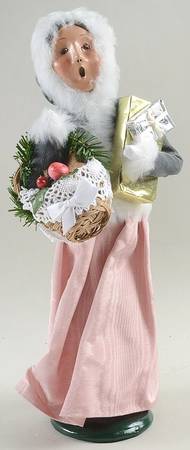 Victorian Assorted Carolers Shopper Woman-Grey / Pink - No Box