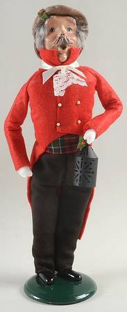 Victorian Assorted Carolers Grandfather With Lantern-Red Coat - No Box