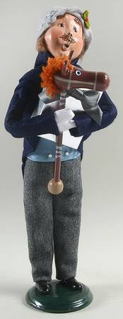 Victorian Assorted Carolers Mustache Man With Gift & Stick Horse Blu - No Box