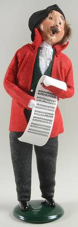 Victorian Assorted Carolers Mustache Man With Music-Red Coat - No Box
