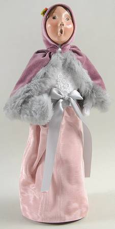 Victorian Assorted Carolers Woman With Muff-Pink Fur Lined Cape - No Box