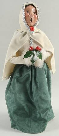 Victorian Assorted Carolers Woman With Holly-Cream Cape - No Box