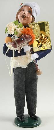 Victorian Assorted Carolers Mustache Shopper Man- Blue - No Box