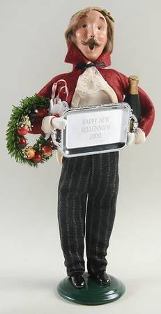 Victorian Assorted Carolers Shopper Man-Millennium Tray-Wine-Wreath - No Box