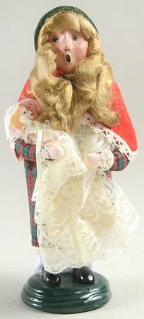 Victorian Assorted Carolers Girl With Doll In Lacey Dress - No Box