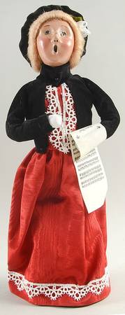 Victorian Assorted Carolers Woman With Music-Black / Red Satin Dress - No Box