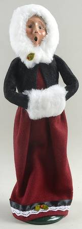 Victorian Assorted Carolers Woman With Muff-Black Fur Lined Hat - No Box