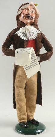 Victorian Assorted Carolers Mustache Man With Music-Brown Coat - No Box