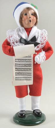 Victorian Assorted Carolers Boy Wtih Music-Red Suit - No Box