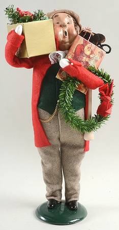 Victorian Assorted Carolers Jolly Shopper Man-Red - No Box