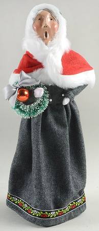 Victorian Assorted Carolers Grandmother With Wreath-Red Caped Fur  - No Box