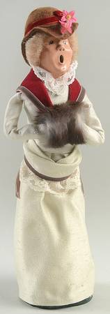 Victorian Assorted Carolers Woman With Muff Red Shawl - No Box