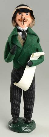 Victorian Assorted Carolers Mustache Man With Music Green - No Box