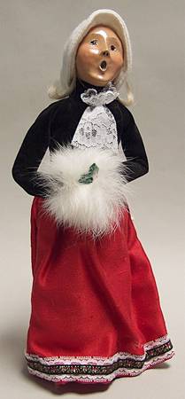 Victorian Assorted Carolers Woman With Muff-Black Red Skirt - No Box