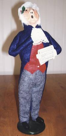 Victorian Assorted Carolers Grandfather With Music-Blue Coat Red Ve  - No Box
