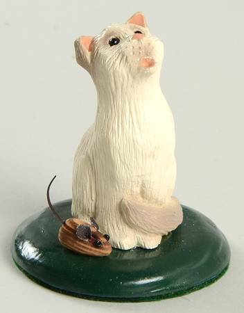 Singing Cats Grey & White Cat With Mouse - No Box