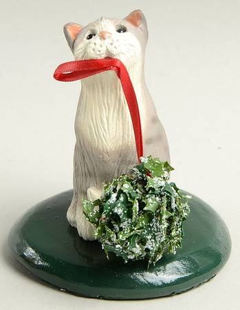 Singing Cats Cat With Holly Ball On Red Ribbon - No Box