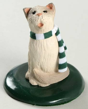 Singing Cats Cat With Green & White Scarf - No Box