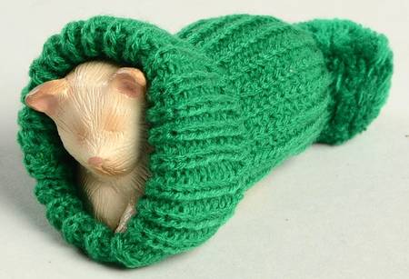 Singing Cats Cat Sleeping In Green Knit Hat - No Box