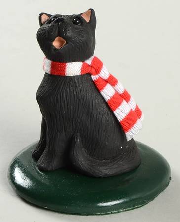Singing Cats Black Cat With Red & White Scarf - No Box