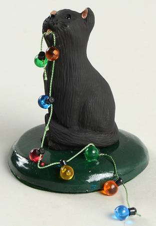 Singing Cats Black Cat With Christmas Lights - No Box 60
