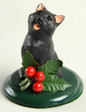 Singing Cats Black Cat With Holly - No Box