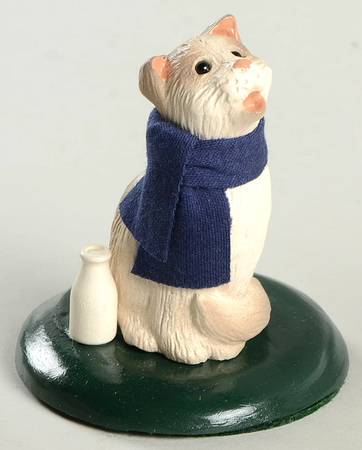 Singing Cats Cat With Milk Bottle & Blue Scarf - No Box