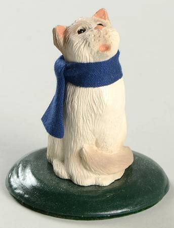 Singing Cats White Cat With Blue Scraf - No Box