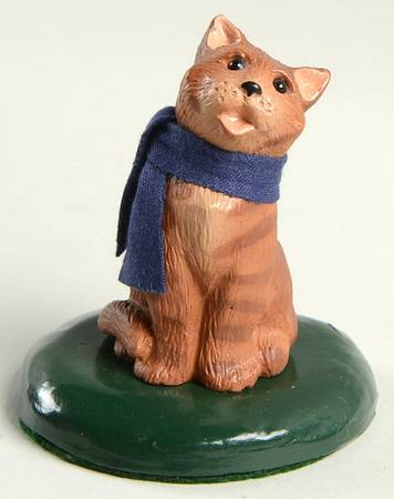 Singing Cats Brown Tabby Cat With Blue Scarf - No Box