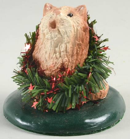 Singing Cats Brown Cat With Wreath - No Box